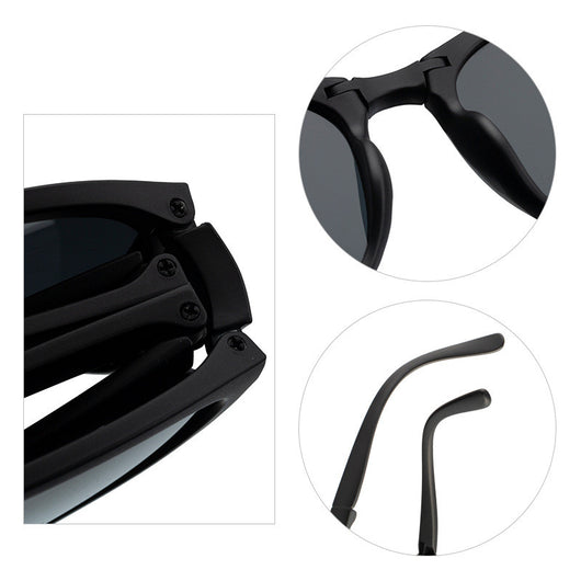 Beige oval-frame sunglasses with brown polarized lenses and foldable temples on a white background. - Image 8
