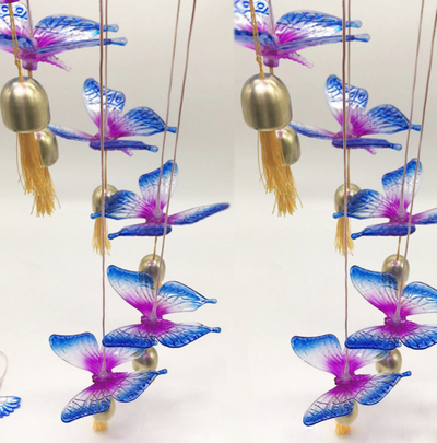 Lámpara Solar Decorativa con Cambio de Color - Carillón de Viento Cristal Colibrí y Mariposa - Image 6