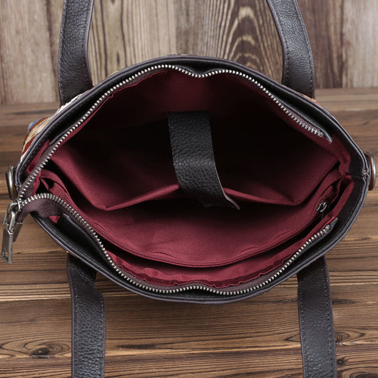 Bolso de Cuero con Diseño Asimétrico y Costura Decorativa para Mujer - Image 10