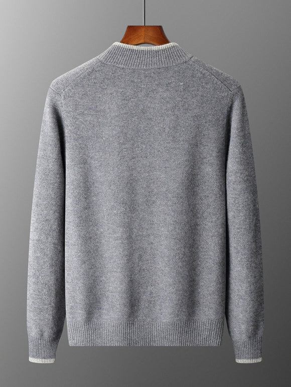 Conjunto de Sweater Tejido con Cuello Semicerrado y Cierre de Cremallera