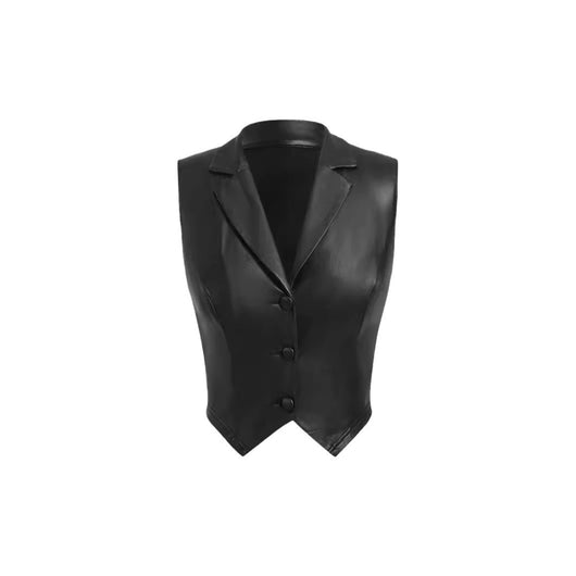 Chaleco de Cuero Premium con Cuello y Botones - Image 5