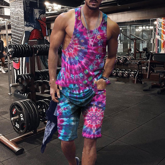 Conjunto Hip Hop Urbano: Camiseta sin Mangas Estampada + Shorts Coloridos - Image 10