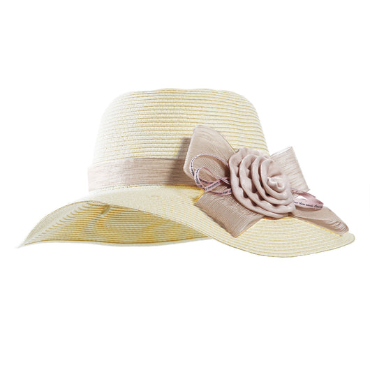 Sombrero de Paja Ala Ancha con Moño Floral Elegante - Image 4