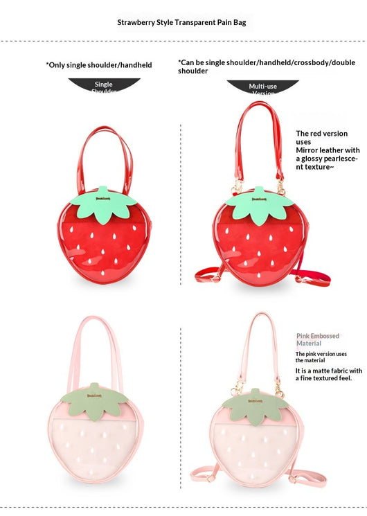 Bolsa Transparente Strawberry Soft-Girl con Diseño de Bandolera - Image 9