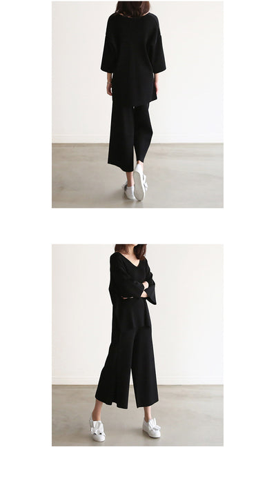 Conjunto Elegante: Blusa Escote V con Pantalón Palazzo de Pierna Ancha - Image 14
