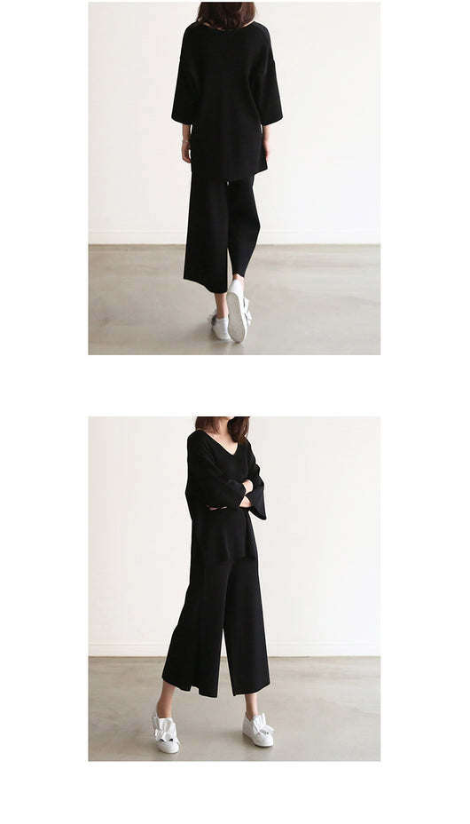 Conjunto Elegante: Blusa Escote V con Pantalón Palazzo de Pierna Ancha - Image 14