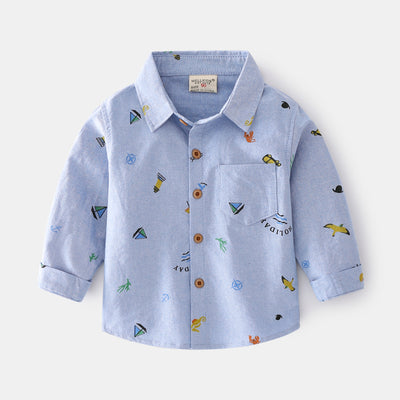 Camisa Infantil Manga Larga con Estampado Cartoon - Diseño Casual Moderno - Image 6