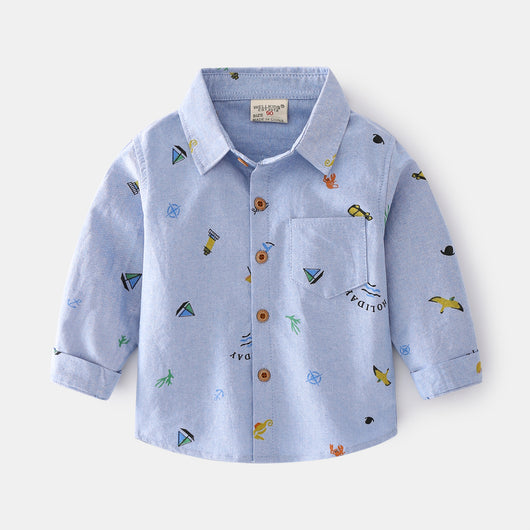 Camisa Infantil Manga Larga con Estampado Cartoon - Diseño Casual Moderno - Image 6