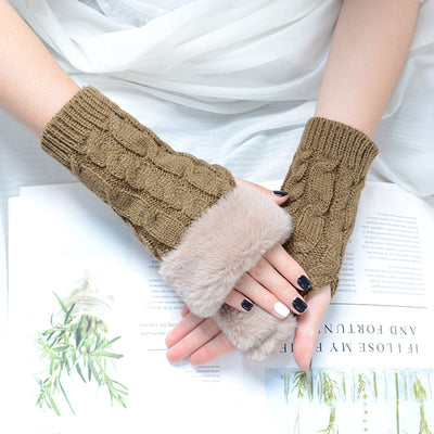 Guantes Tejidos de Moda con Giro de Color Puro - Image 2