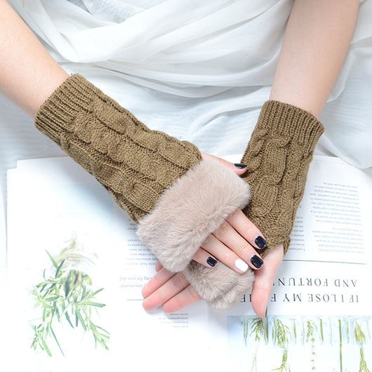 Guantes Tejidos de Moda con Giro de Color Puro - Image 2