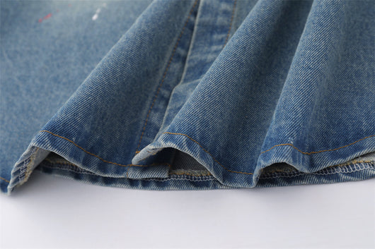 Camisa Denim Oversized con Bolsillos Bordados y Detalles Splash Ink - Image 19