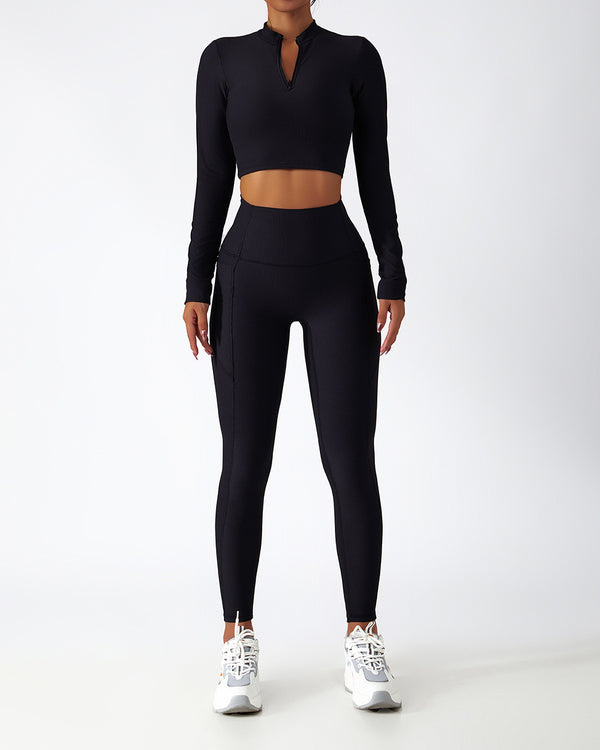 Conjunto Deportivo de Manga Larga con Soporte Torácico para Yoga y Running - Image 3