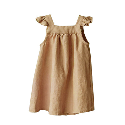 Vestido Lino Niña Verano Suelto con Tirantes - Image 5