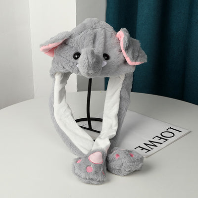Gorro Peluche con Orejas Móviles - Panda, Perro, Rana y Cachorro para Disfraz y Fiesta - Image 15