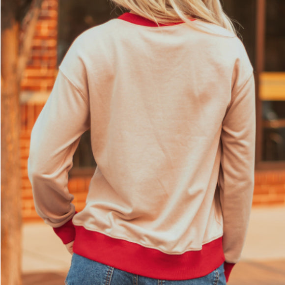 Sudadera Holgada con Detalles de Letras y Gráficos a Rayas