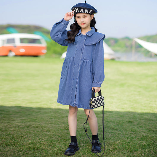 Vestido Elegante de Manga Larga Estilo Colegiatura para Niña - Image 10