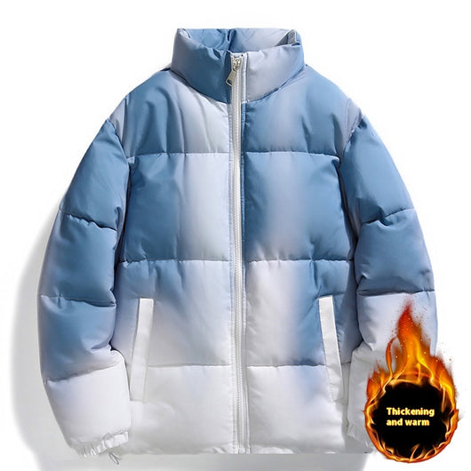 Abrigo de Pareja Degradado con Cuello Alto, Cálido y Acolchado para Invierno - Image 3