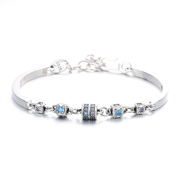 Pulsera de Plata Esterlina S925 con Cubo Giratorio y Cierre de Costura - Image 3