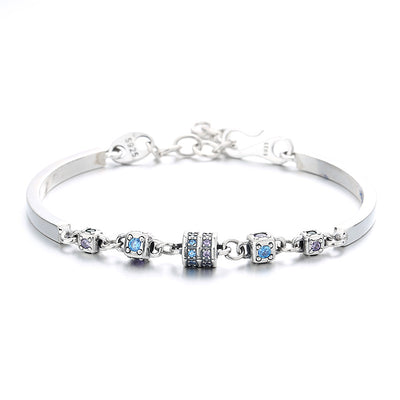 Pulsera de Plata Esterlina S925 con Cubo Giratorio y Cierre de Costura - Image 3