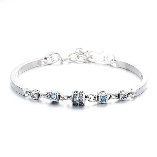 Pulsera de Plata Esterlina S925 con Cubo Giratorio y Cierre de Costura - Image 3