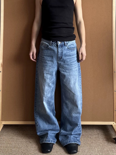 Jeans Rectos Holgados Efecto Desgastado Lavado - Image 11