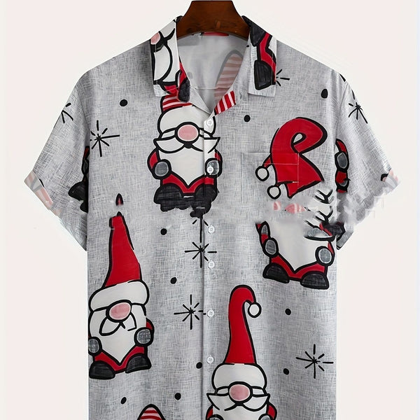 Camisa Casual con Cuello y Estampado 3D para Hombre