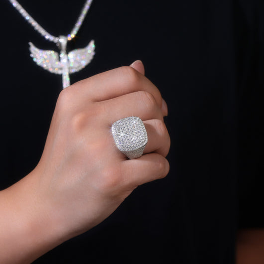 Anillo de Diamante Cuadrado Royal con Moissanita Premium, Plata S925 y Baño de Platino para Hombre - Image 7