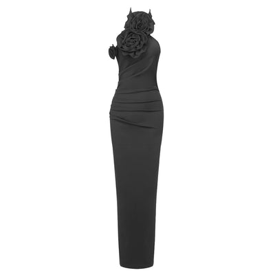 Vestido Largo Blanco con Halter Floral de Diseño Elegante - Image 42