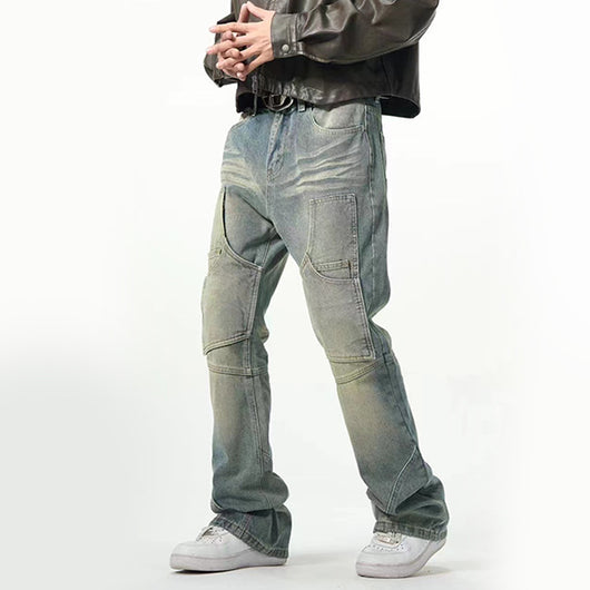 Jeans Rectos Holgados con Efecto Desgastado American Street
