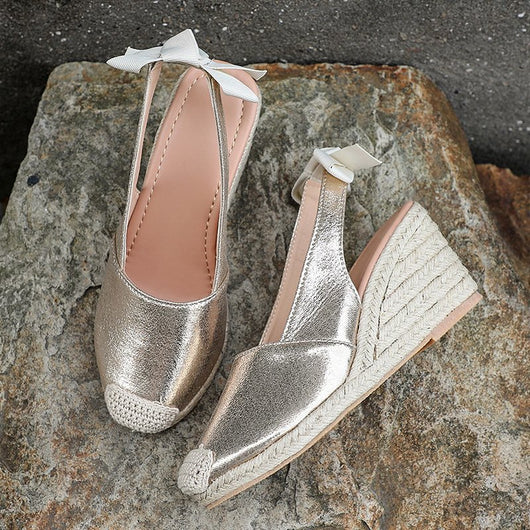 Sandalias de Tacón Cuña Verano con Moño Elegante - Image 11