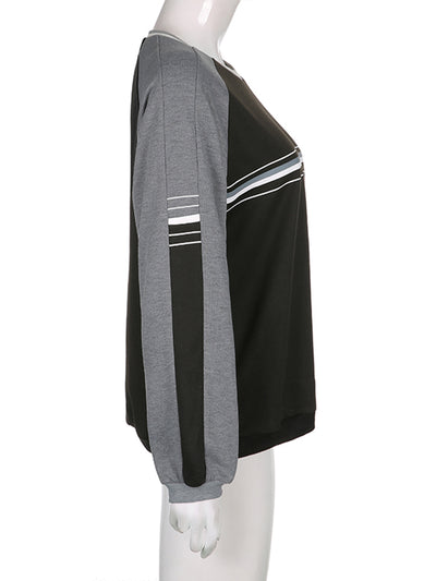 Blusa Suéter Patchwork Manga Larga Cuello Redondo Oversize para Mujer - Image 15