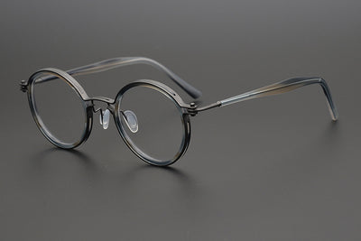 Lentes Retro de Titanio Puro Montura Redonda Carey para Miopía - Image 18