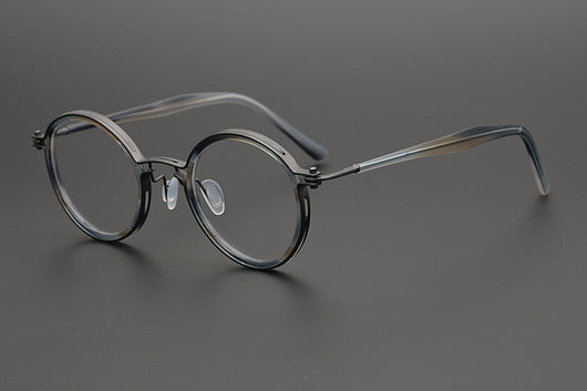 Lentes Retro de Titanio Puro Montura Redonda Carey para Miopía - Image 18