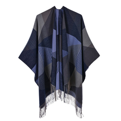 Chal Retro Grueso y Cálido con Textura Jacquard - Estilo Vintage Elegante - Image 31