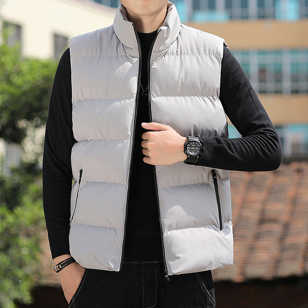 Cardigan Acolchado Holgado con Cuello Alto para Hombre - Chaqueta de Moda Juvenil