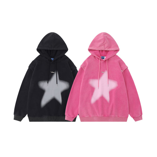 Suéter Holgado Estilo Americano XINGX con Estampado Desgastado y Mangas Desmontables para Parejas - Image 2