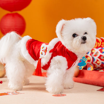 Traje Tang Acolchado para Mascotas - Disfraz de Danza del León con Borlas - Image 10