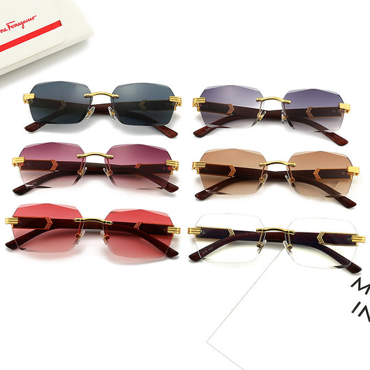 Gafas de Sol Rimless Transparentes para Hombre con Bordes Tallados - Image 13