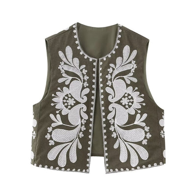 Chaleco Bordado sin Mangas para Mujer - Estilo Europeo y Americano - Image 8