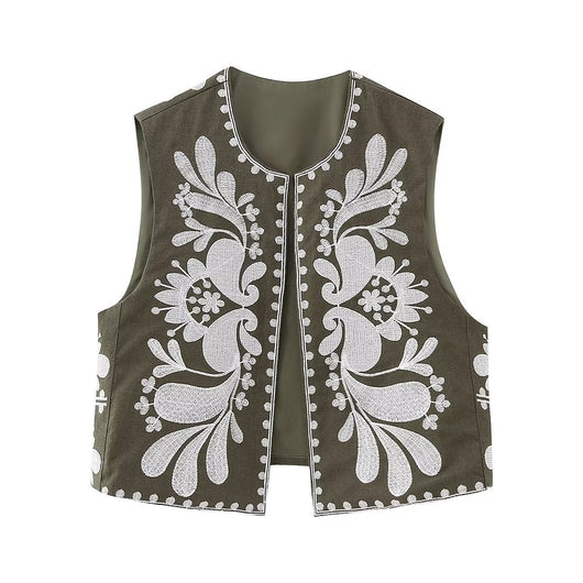 Chaleco Bordado sin Mangas para Mujer - Estilo Europeo y Americano - Image 8