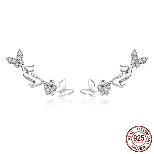 Aretes de Plata con Mariposa y Circonita para Mujer - Image 5