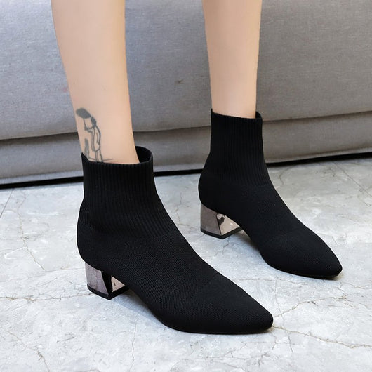 Botas de Caña Media con Tacón Robusto en Lana para Mujer - Colección Otoño - Image 7