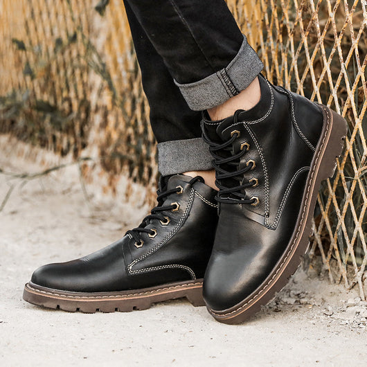 Botas de Cuero Vintage para Hombre - Estilo Clásico Robusto - Image 6
