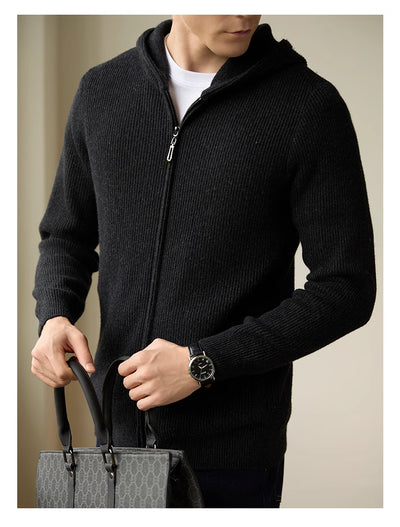 Cardigan de Lana Pura con Capucha para Hombre - Suéter Otoño Invierno - Image 13