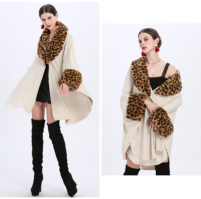 Capa Suelta Elegante con Cuello de Piel de Zorro para Mujer Talla Grande - Image 10
