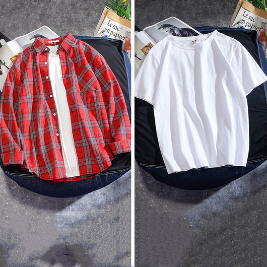 Camisa Cuadriculada Hombre Manga Larga Primavera Otoño - Image 25