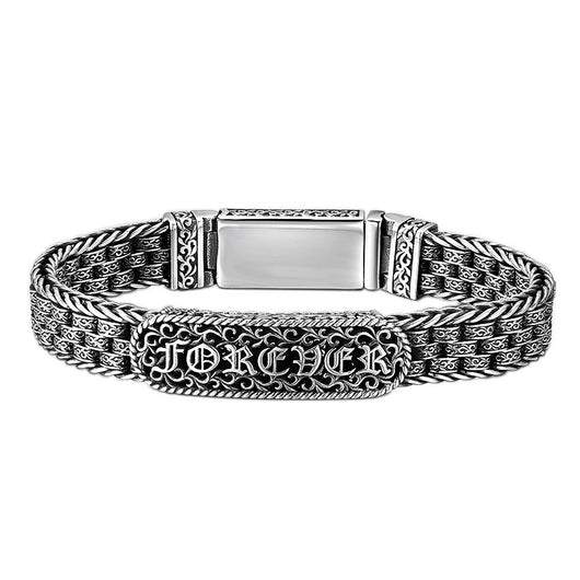 Pulsera de Plata 925 con Patrón de Hierba Tang Retro - Image 9