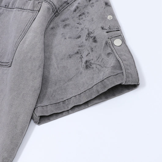Conjunto de Camisa y Shorts Denim Retro Desgastado para Verano - Image 24