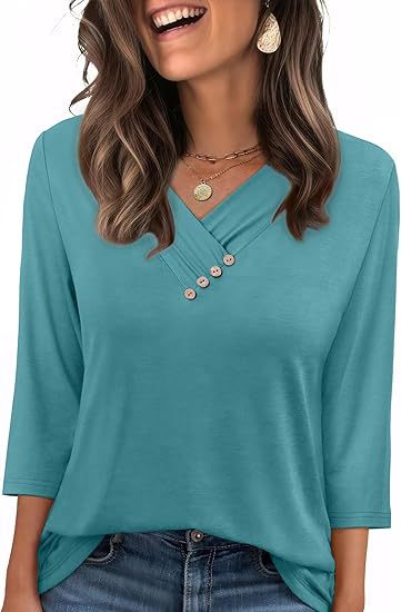 Blusa Casual Mujer Cuello V Botones - Estilo Europeo Otoño - Image 24