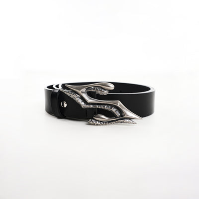 Cinturón de Cuero para Hombre con Hebilla de Metal Doble Capa